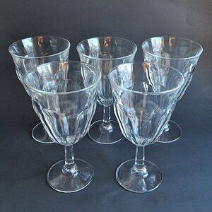 AS IS Lot 5 Duralex Picardie 10 oz Wine Water Goblets Stemware Footed Glasses